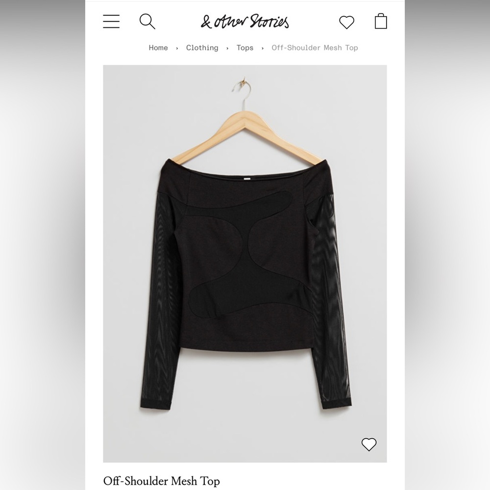 NWT & Other Stores Stockholm atelier Off-Shoulder Mesh Top Black | Large